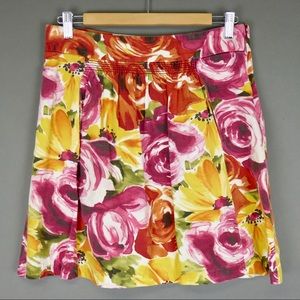 Anthropologie Odille Pink Orange Floral Skirt